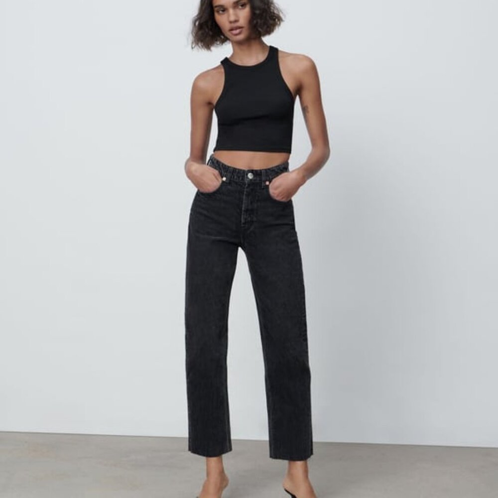 NWT Zara Hi-Rise Straight Leg Jeans, Size US 10